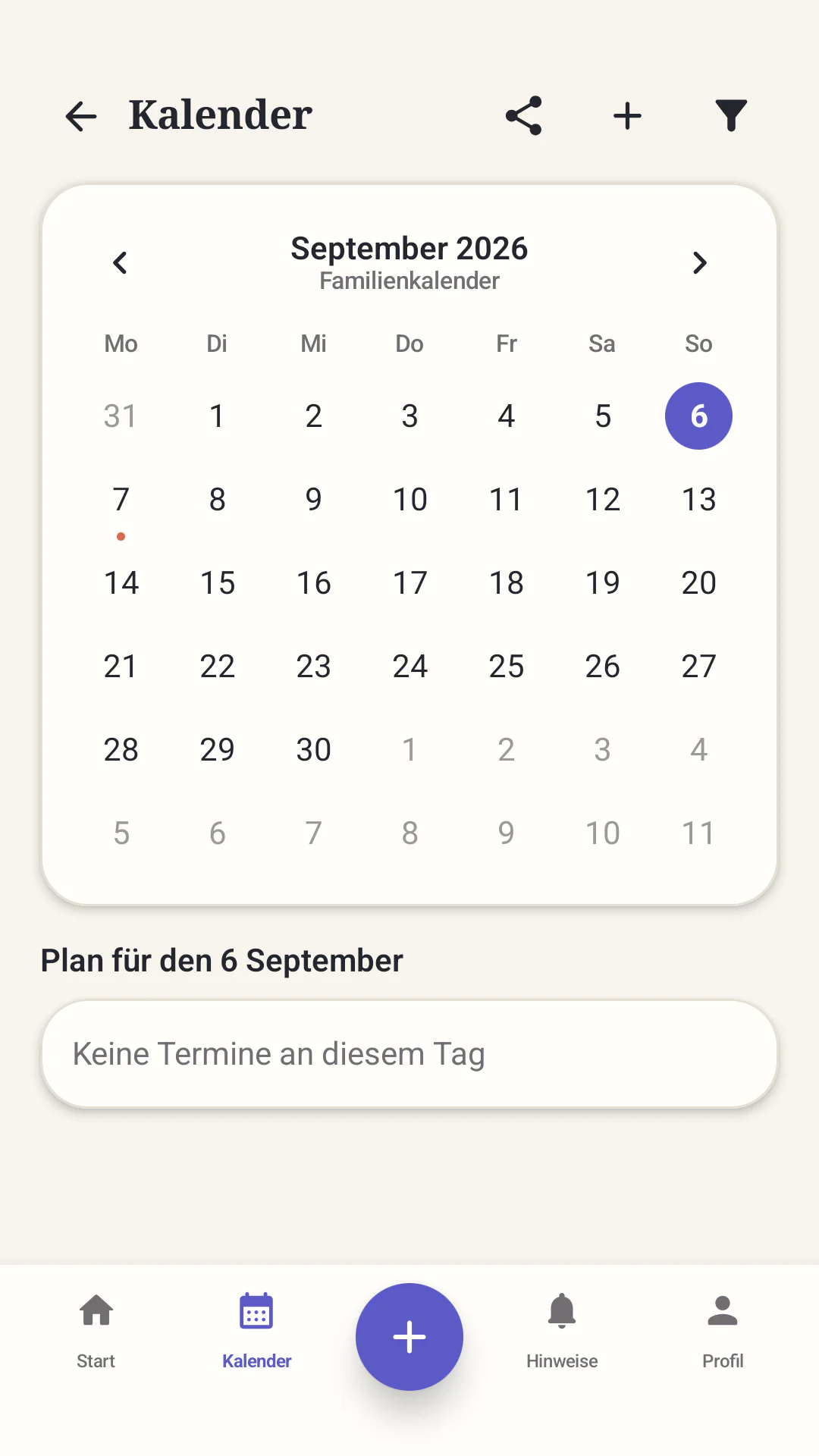 Gemeinsamer Familienkalender in Our Home