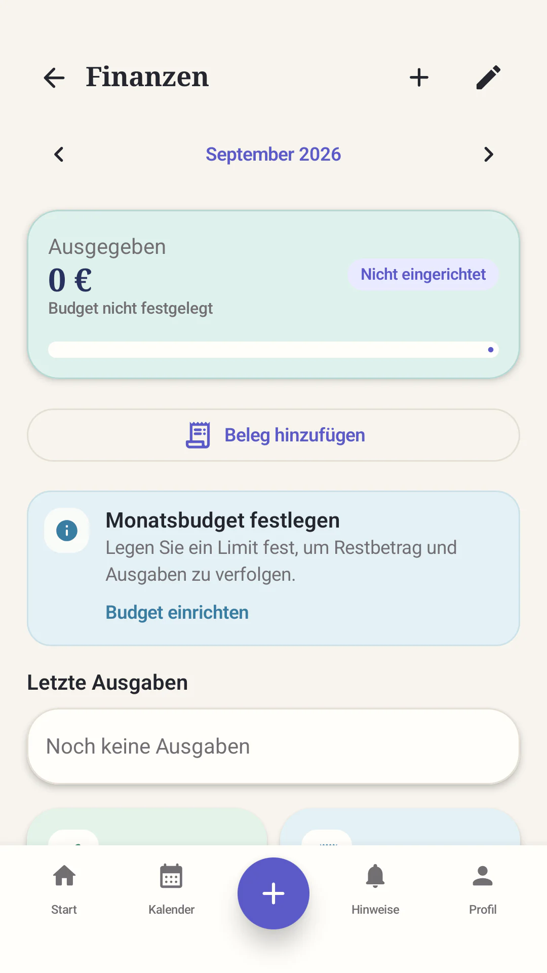 Finanzübersicht in der Our Home App